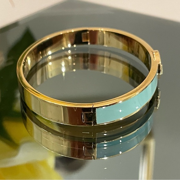 Michael Kors MK Logo Gold & Turquoise Enamel Bangle Bracelet MKJ7938710 + MK BOX - Picture 8 of 10